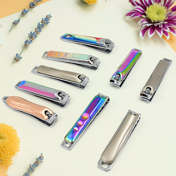 Stainless Steel Folding Portable Large Nail Clippers with Nail File (1 Pc / Mix Design)