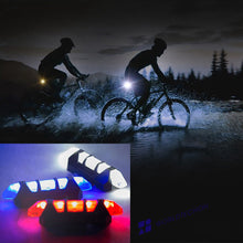 Bicycle front light with blue LED, waterproof and rechargeable.