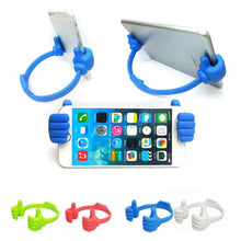 Hand-shaped phone stand for supporting mobile devices in offices and homes.